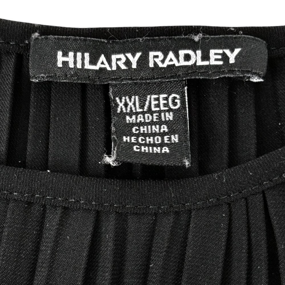 Hilary Radley Black Pleated Long Sleeve Shift Dress Knife Size XXL Pullover - Picture 8 of 9